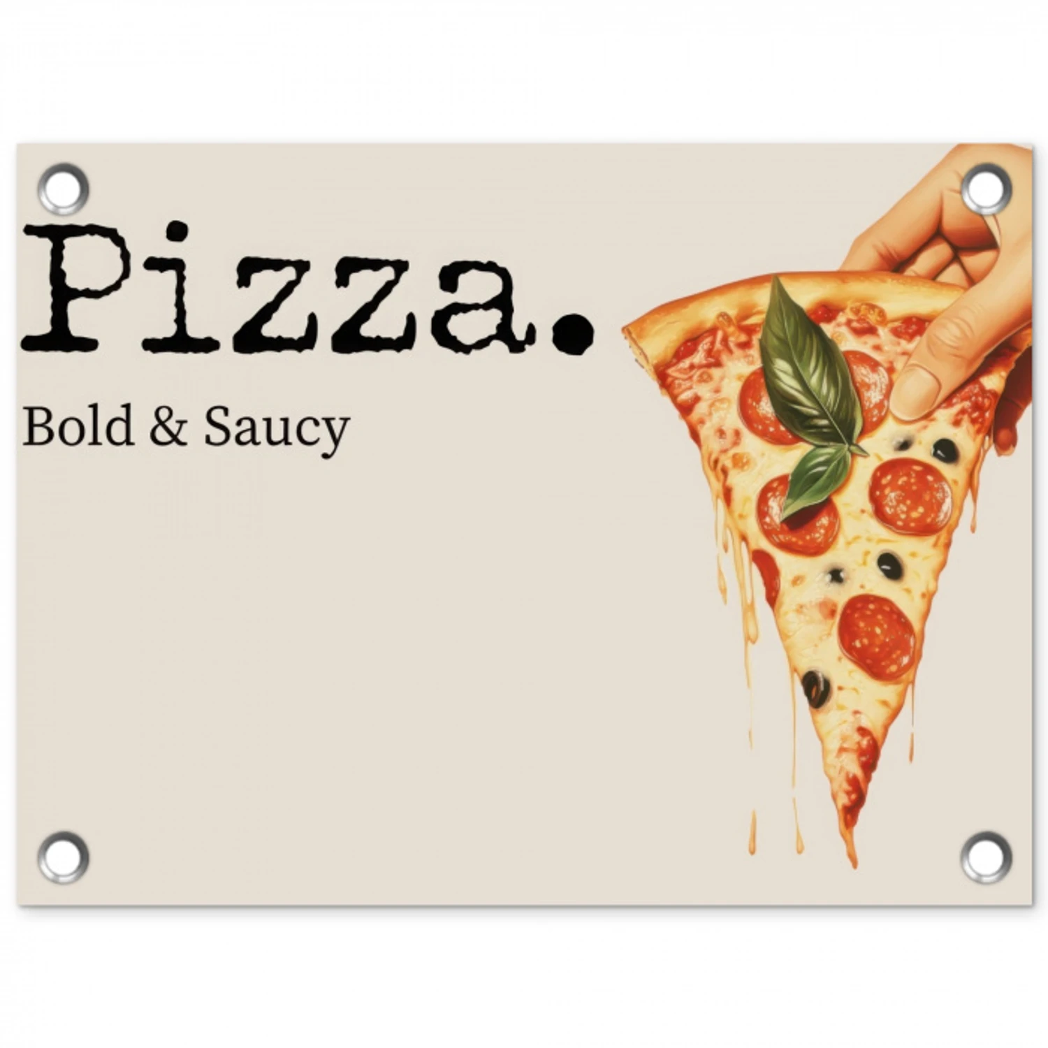 Pizza - Kaas - Pepperoni tuinposter los doek klein -3d