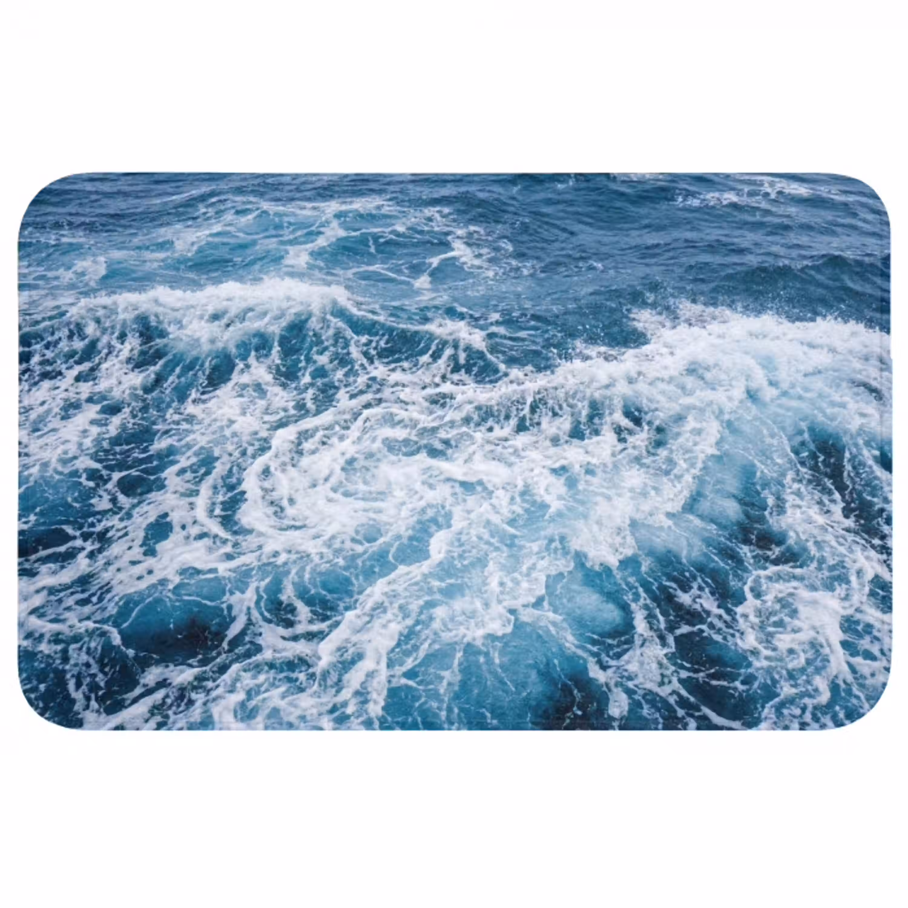 Golven - Oceaan - Blauw Badmat middel -3d