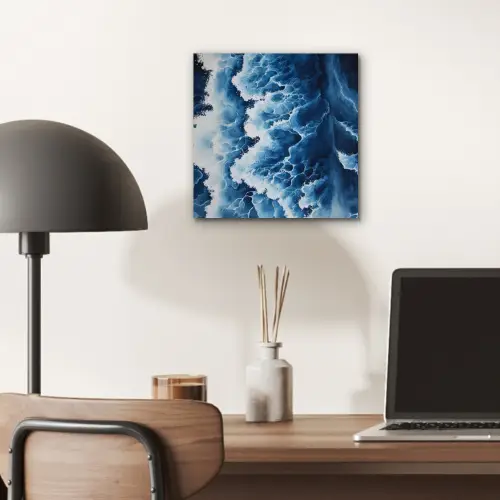 Golven - Blauw - Schuim aluminium wit klein -sfeer5