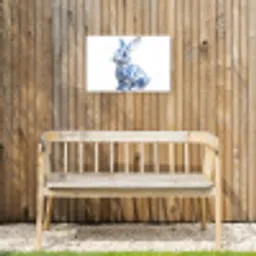 Delftsblauw - Haasje - Wit Tuinposter op houten frame 2 cm dik klein -sfeer4