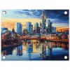 Zonsondergang Frankfurt - Stad - Skyline - Water tuinposter los doek klein -3d