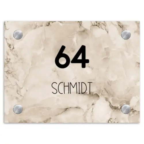 Beige marmer - Modern Naambord Rechthoek middel -3d