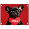Amor - Hond  - Hartje - Rood tuinposter los doek klein -3d