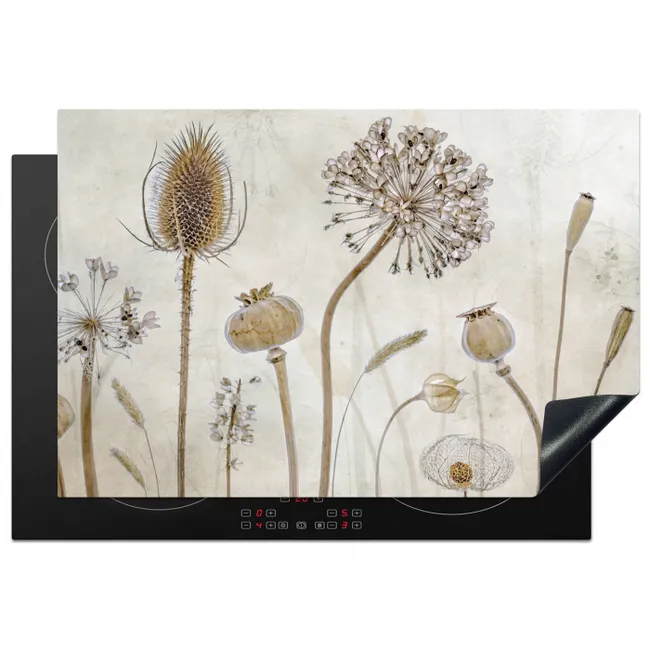 Botanische Elegance in Sepia Inductie beschermer vinyl 3mm klein -3d