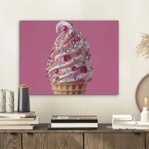 Softijs - Edelstenen - Roze - Hoorntje PET vilt klein -sfeer1