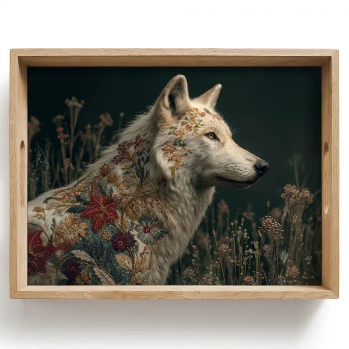 Wolf - Bloemen - Natuur Dienblad Rechthoek middel -z3d_shopping