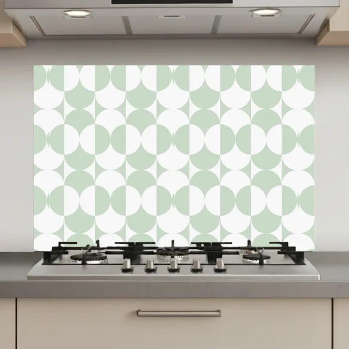 Wit - Groen - Cirkels keuken achterwand spatscherm klein 900 -3d_website
