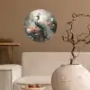 Pauw - Pauwenveren - Vogel - Jungle - Bloemen Wandcirkel behangsticker klein -sfeer1