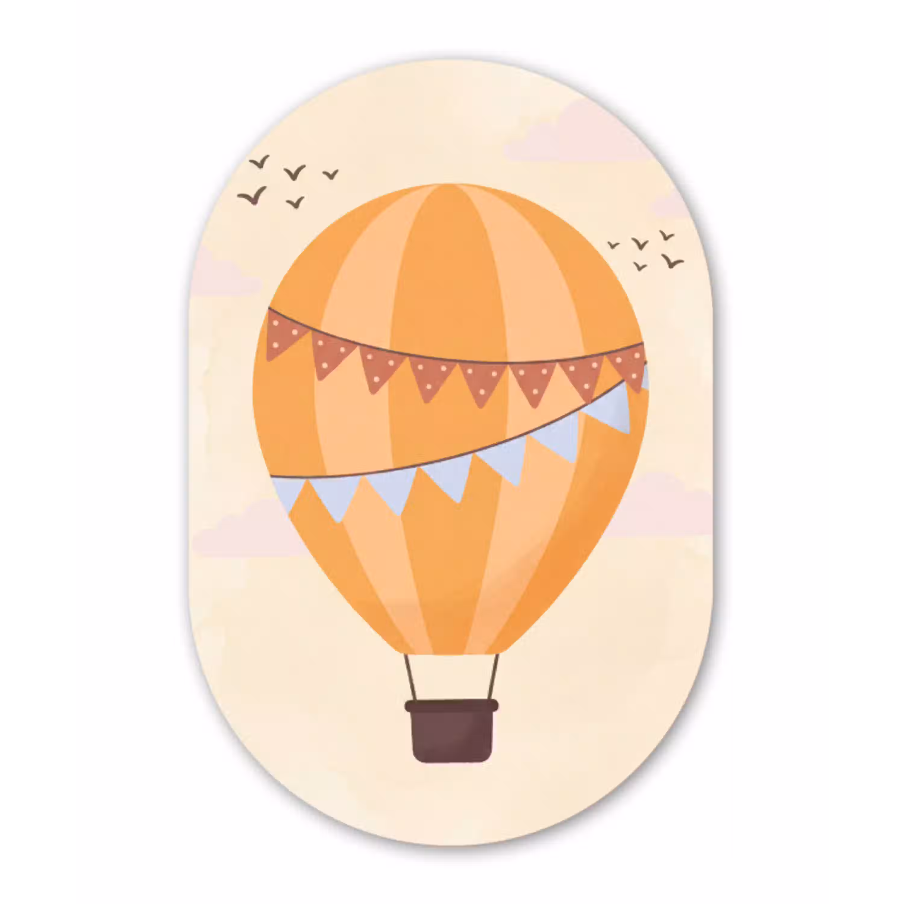 Luchtballon - Slingers - Avontuur - Illustratie - Oranje Wandcirkel Ovaal Forex klein -3d