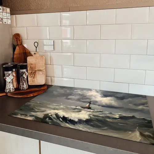 Vuurtoren - Golven - Storm Inductie beschermer vinyl 3mm klein -sfeer3