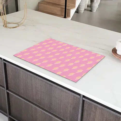 Geel - Bliksem - Roze Inductie beschermer vinyl 3mm klein 276 -sfeer8