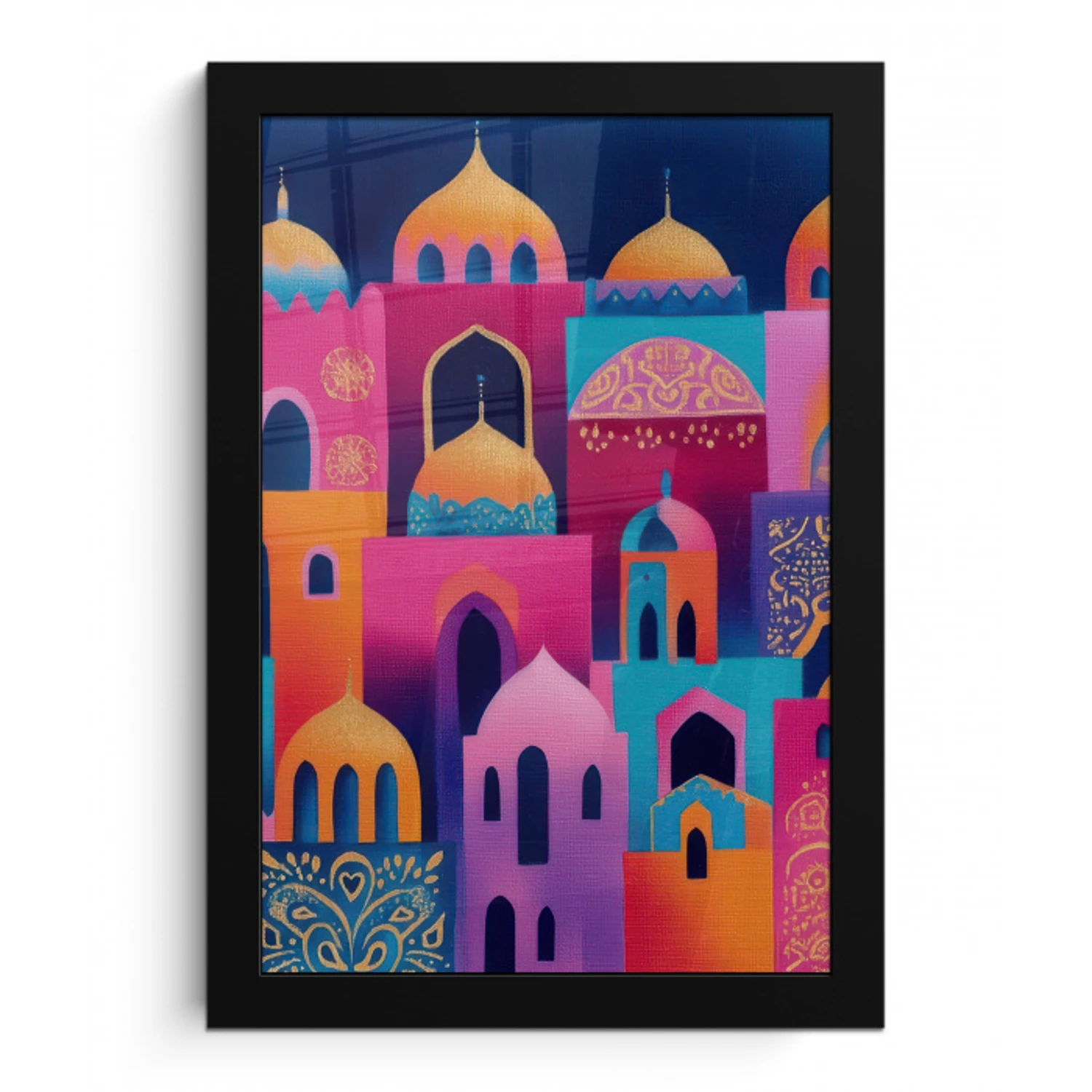 Kleurrijk - Avond - Sprookjesachtig fotolijst zwart zonder passe partout klein -3d