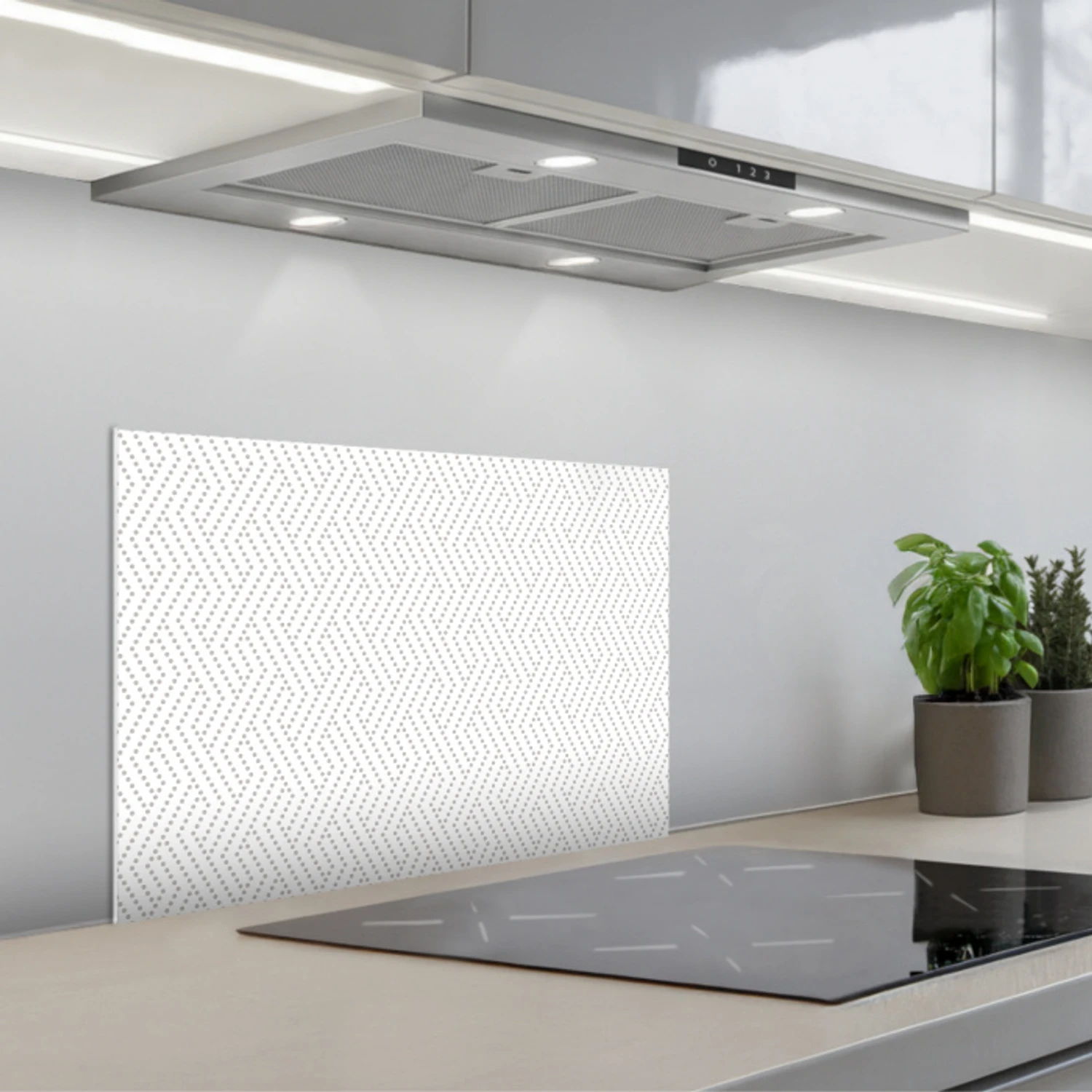 Grafisch - Patroon - Modern - Stippen keuken achterwand spatscherm klein 900 -3d_schuin