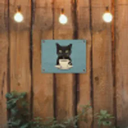Kat - Zwart - Koffie - Minimalistisch tuinposter los doek klein -sfeer1
