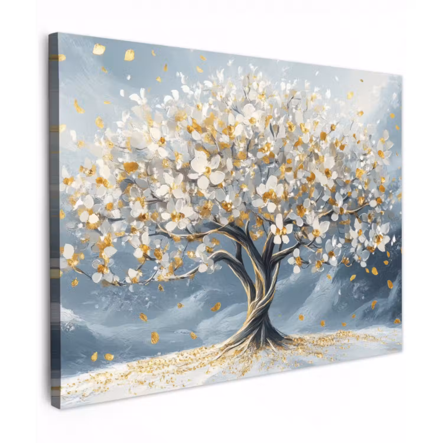 Tableau sur toile - Arbre - Hiver - Arbre de vie - Moderne - Or