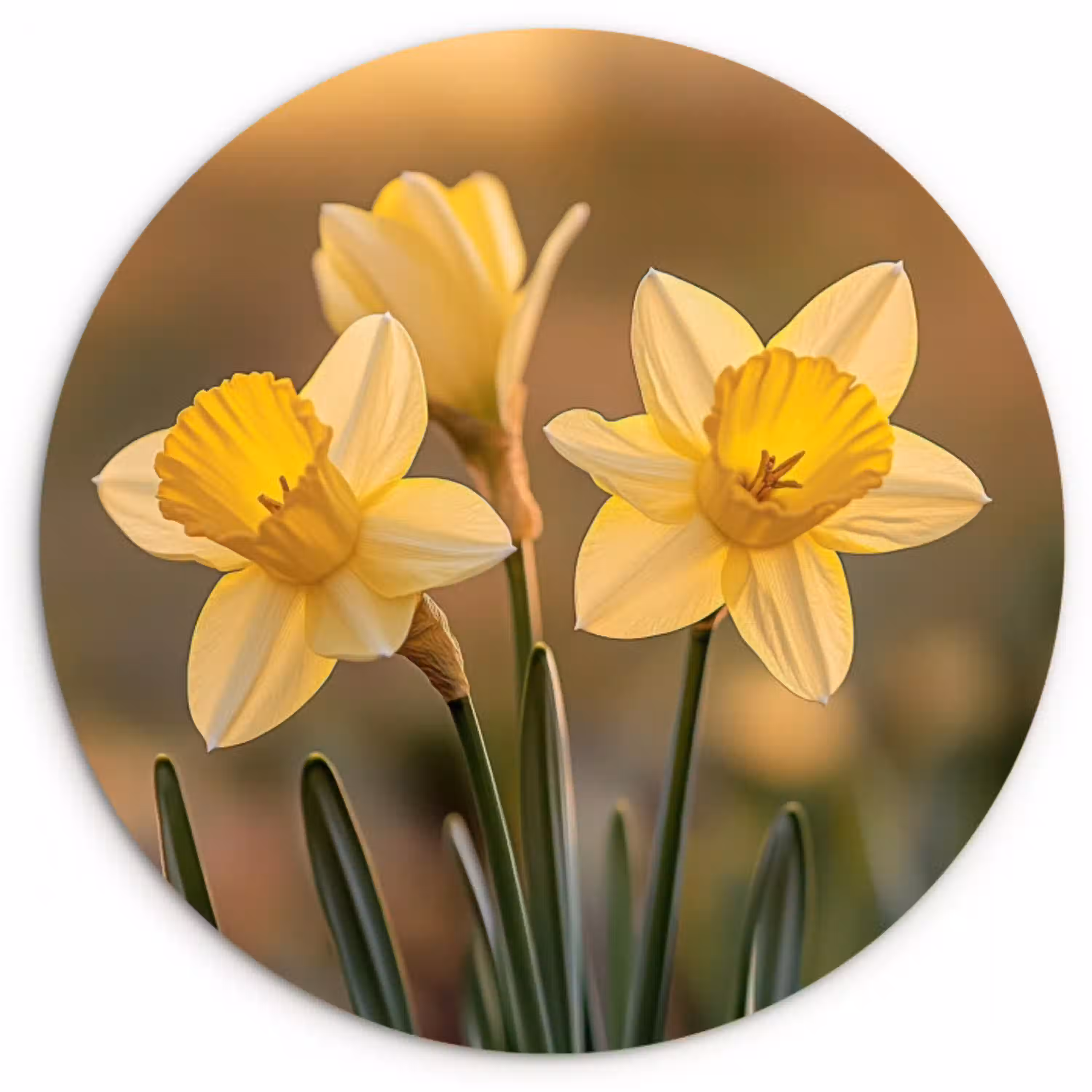 Bloemen - Geel - Wazig Wandcirkel plexiglas klein -3d