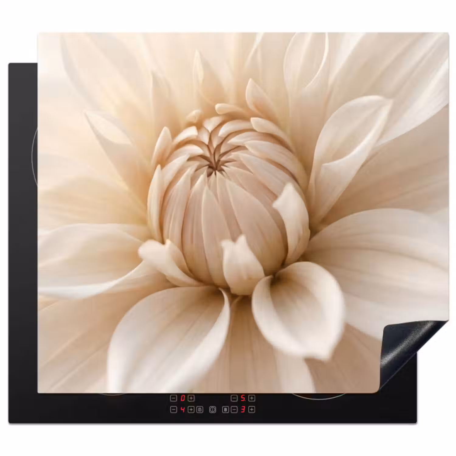 Inductie beschermer - Bloem - Dahlia - Wit