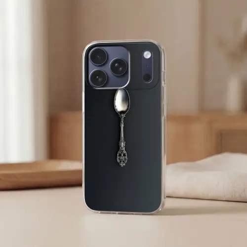Lepel - Zilver - Metaal Telefoonhoesje iPhone 17 Pro klein -sfeer2