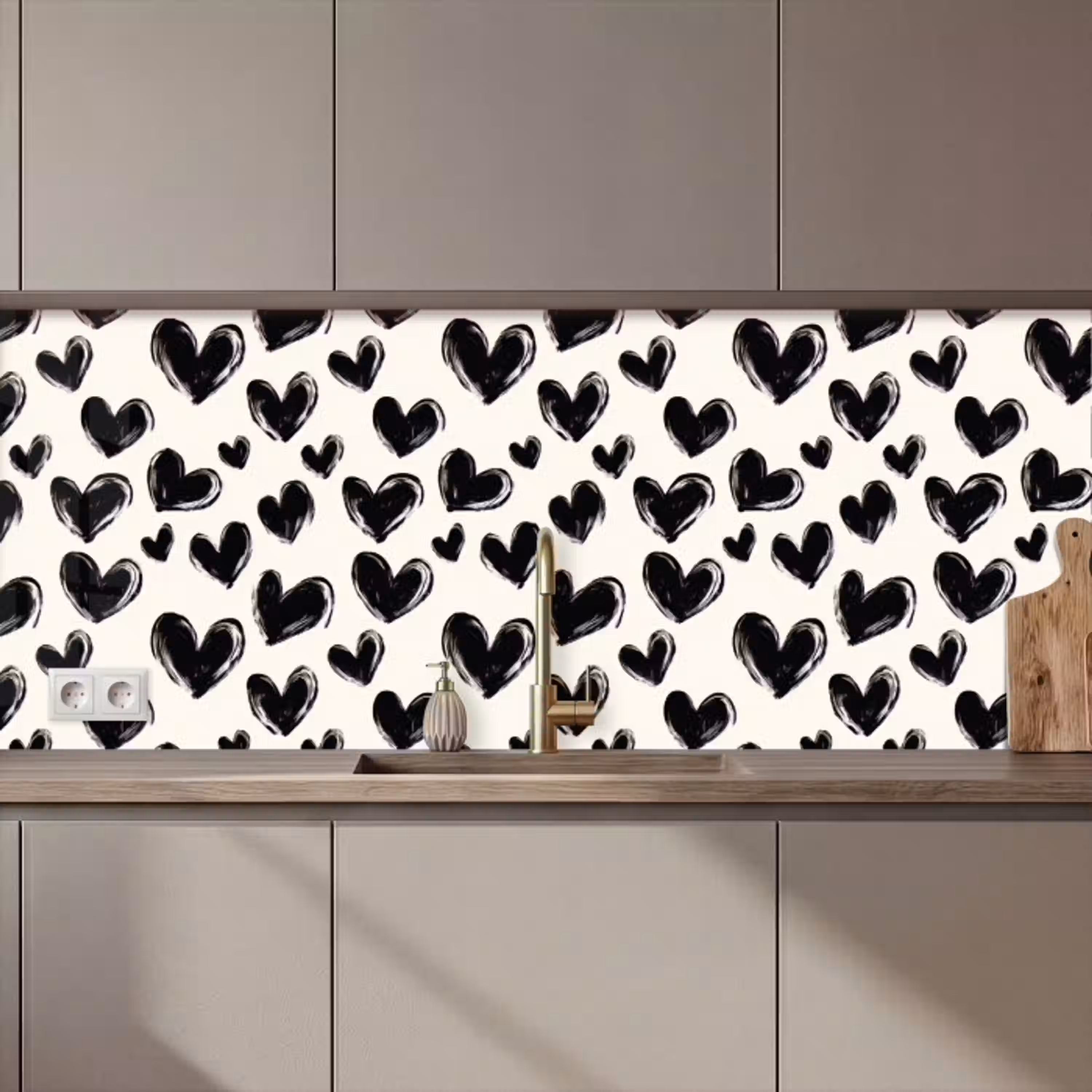 Hartjes - Patroon - Zwart keuken achterwand 2 middel 871 zz_3dshopping