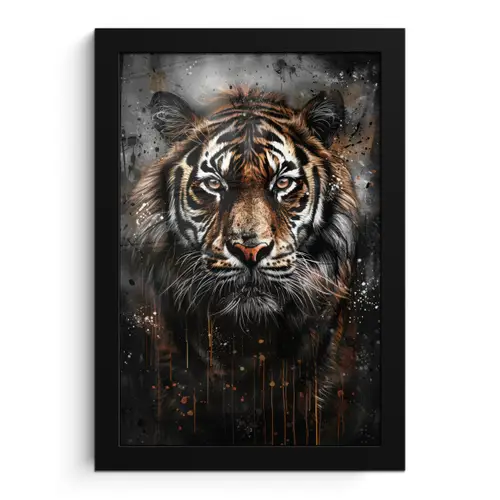 Tijger - Dieren - Portret - Luxe - Zwart fotolijst zwart zonder passe partout klein -3d