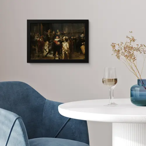De Nachtwacht - Kunst - Oude meesters - Rembrandt fotolijst zwart zonder passe partout klein -sfeer4