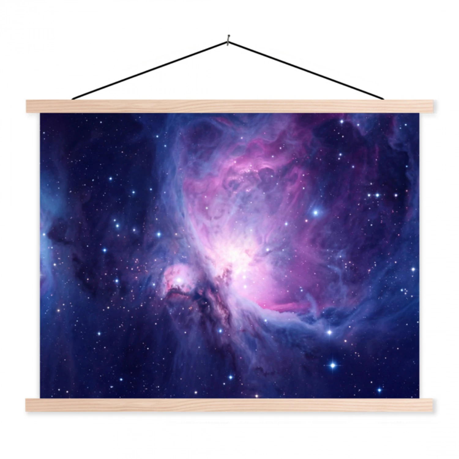 Ruimte - Sterren - Kleurrijk textielposter latten blank klein -3d