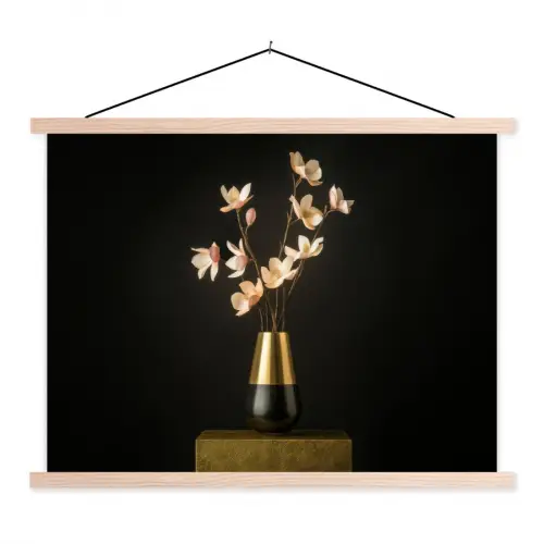 Sierlijk - Boeket - Goud - Vaas textielposter latten blank klein -3d