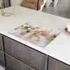 Abstracte vierkanten - Aardetonen - Mistig Inductie beschermer vinyl 3mm klein -sfeer8