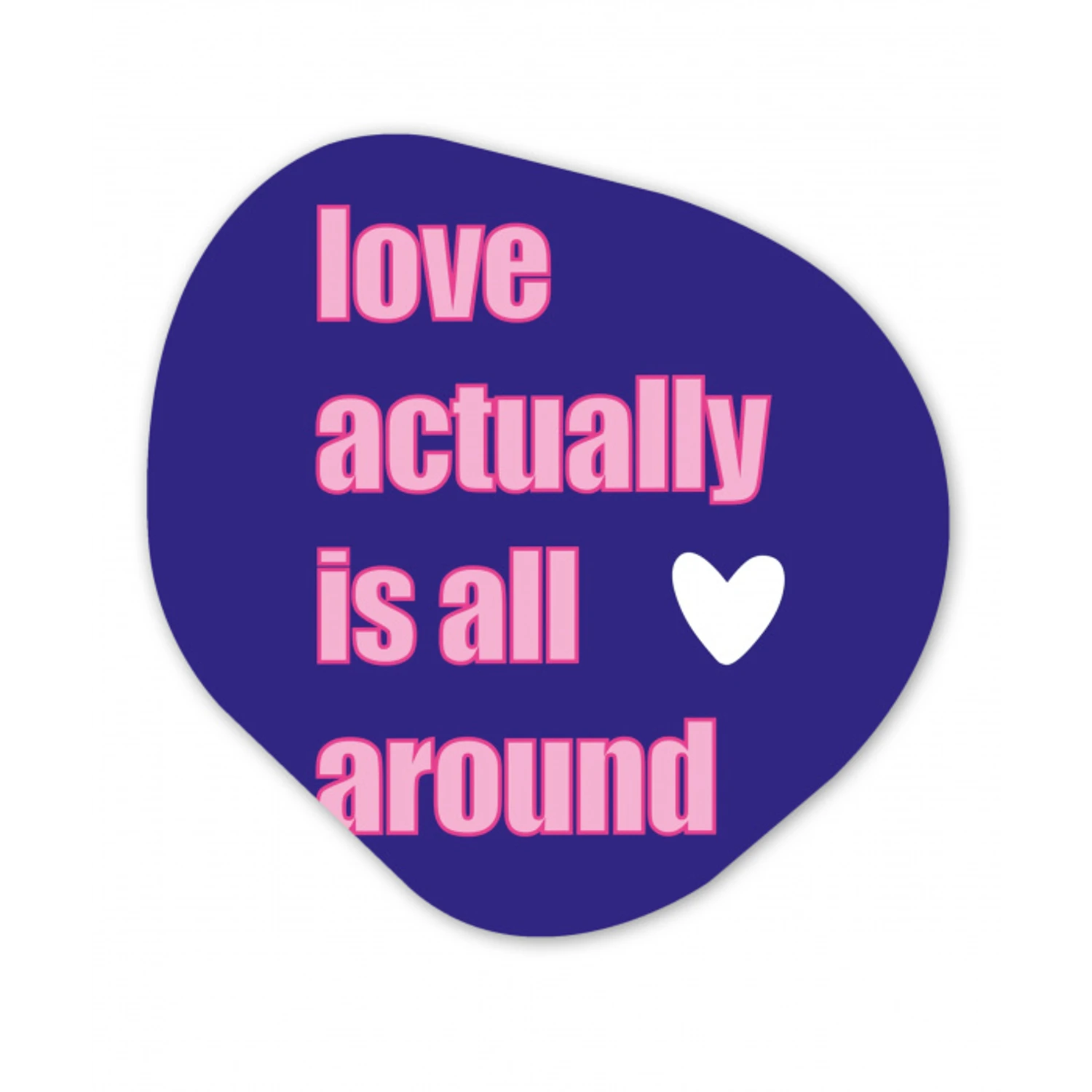 Tekst - Valentijn - Love - Blauw Wandcirkel Organisch Aluminium middel -3d