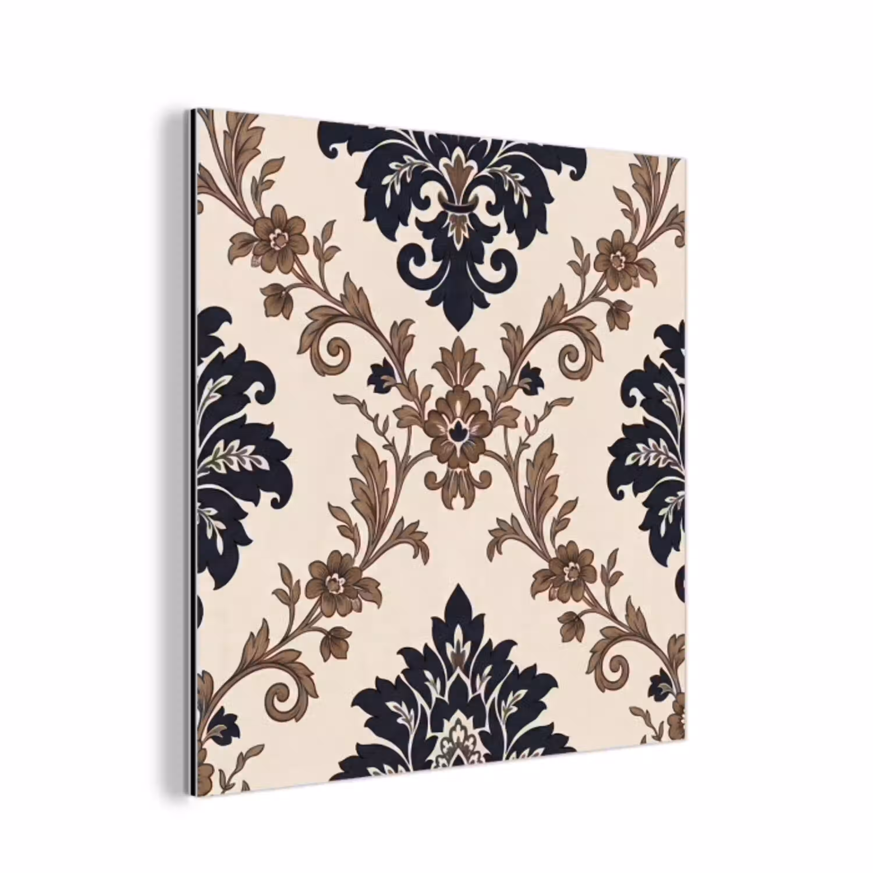 Patroon - Floraal - Klassiek - Beige-blauw aluminium wit klein -3d