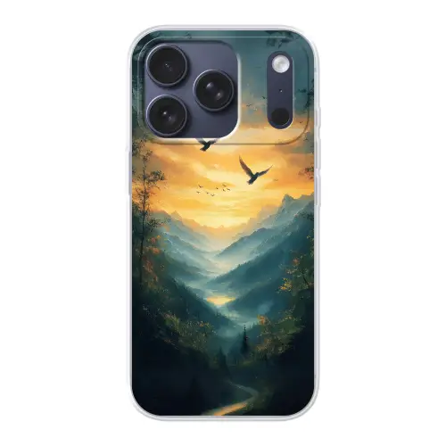Vogels - Zon - Bomen - Groen Telefoonhoesje iPhone 17 Pro klein -3d