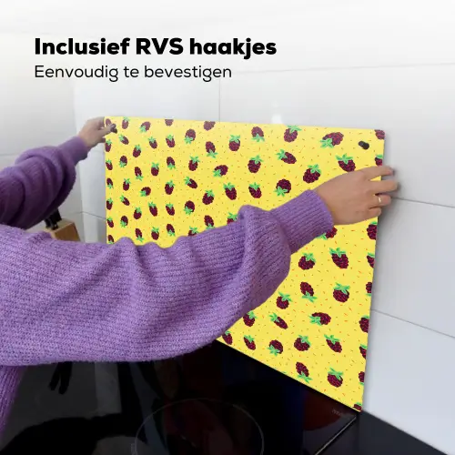 Geel - Frambozen - Patroon Inductie beschemer met haakjes klein 777 -ky-ophangen-nl