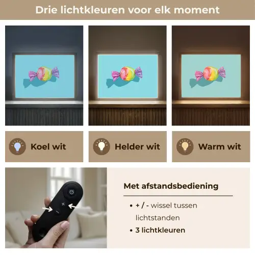 Blauw - Snoep - Regenboog Light Box met batterij (Wandlamp) middel -USP_lichtkleurNL