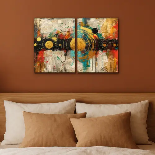Abstract - Goud - Vormen Canvas - Meerluiken 2 luik klein -sfeer2