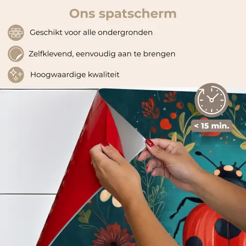 Bloemen - Lieveheersbeestje - Hartje - Rood keuken achterwand spatscherm klein -spatscherm_NL