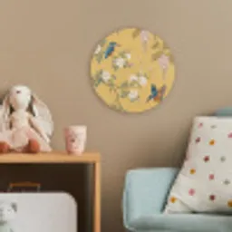 IJsvogels - Bloesem - Geel Wandcirkel kunststof plaat 5mm dik klein -tsfeer1_kind