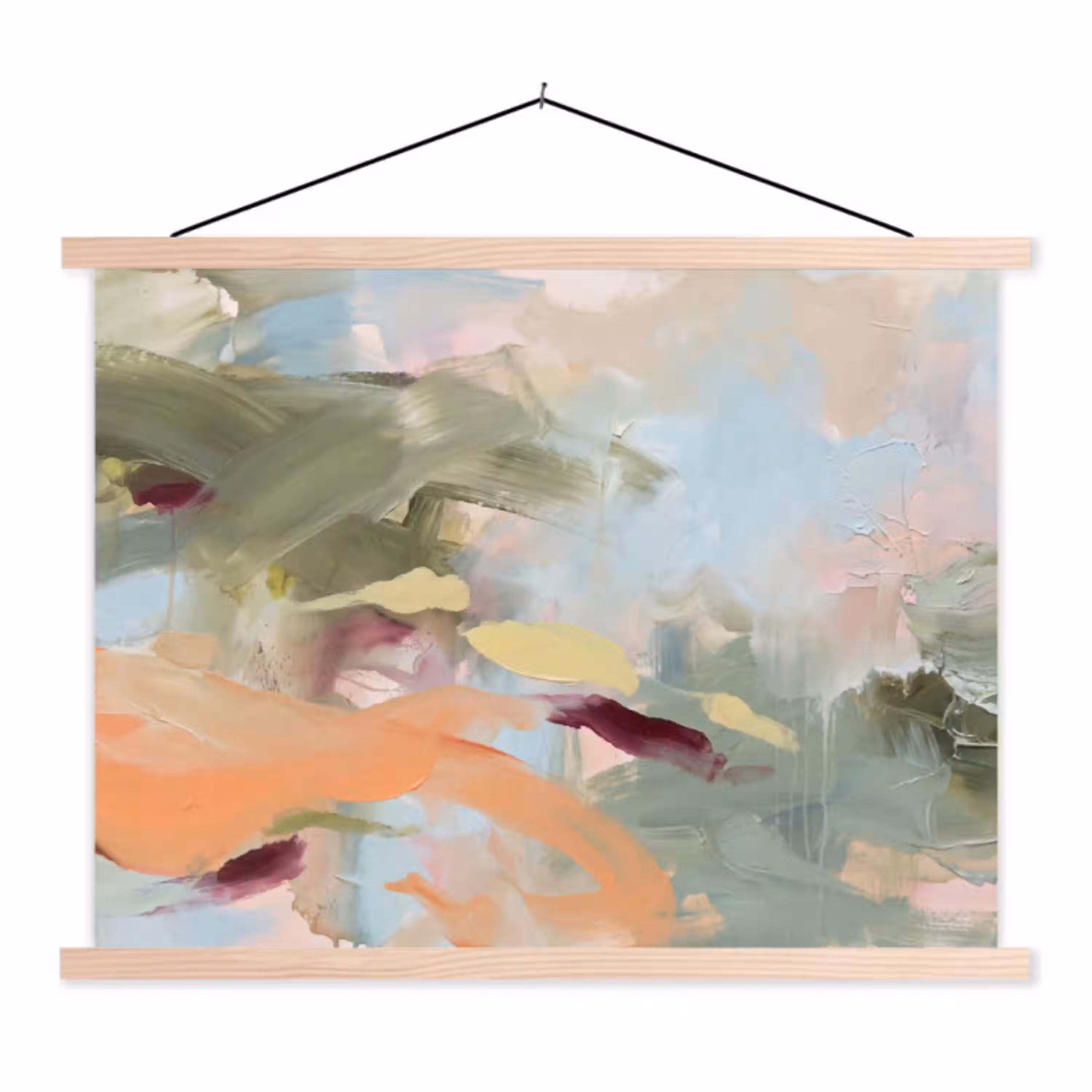 Abstract - Borstelstreken - Kunst - Modern - Pastel textielposter latten blank klein -3d
