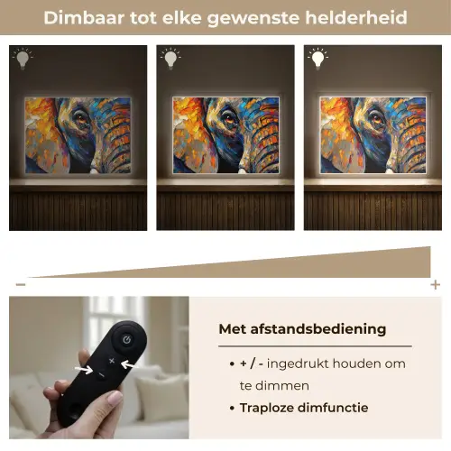 Olifant - Kunst - Dieren Light Box met batterij (Wandlamp) middel -USP_dimbaarNL