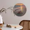 Schildpad - strand - Zonsondergang Akoestische PET Vilt - Rond klein -sfeer3