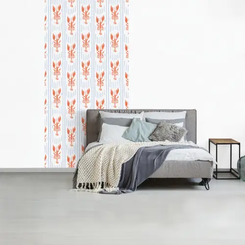 Zee - Kreeft - Oranje - Blauw fotobehang vinyl groot 64 -slaapkamer