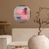 Doorkijk - Strand - Palmboom - Tropisch Wandcirkel behangsticker klein -sfeer1