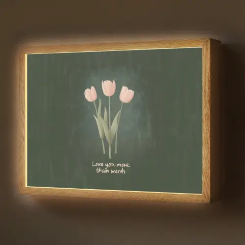 Tulpen - Roze - Tekst - Love Light Box met batterij (Wandlamp) middel -z3d_website