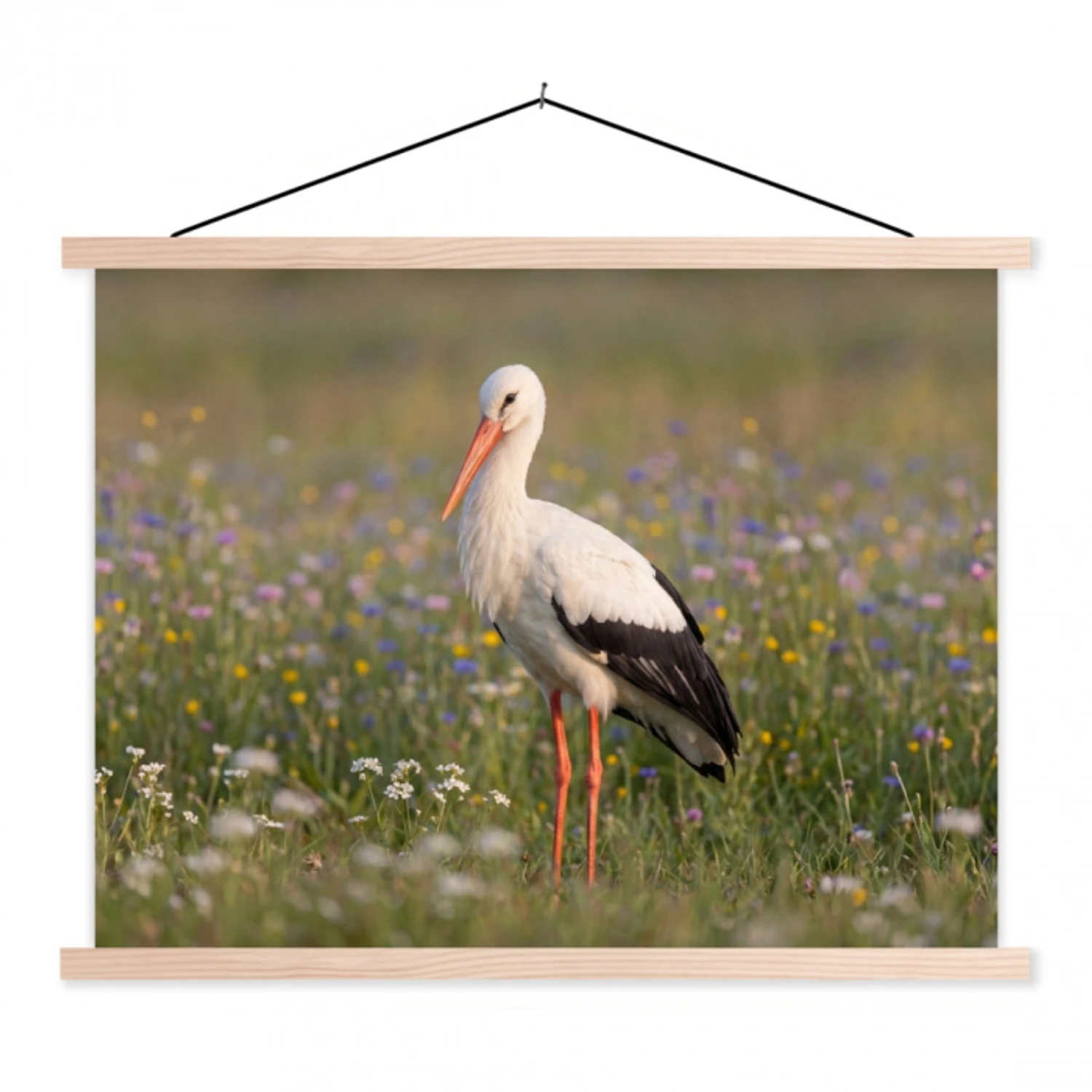 Ooienvaar - Bloemen - Weide - Kleurrijk textielposter latten blank klein -3d