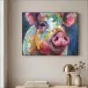 Varken - Olieverf - Dieren - Kunst Textielframe zwart klein -sfeer2