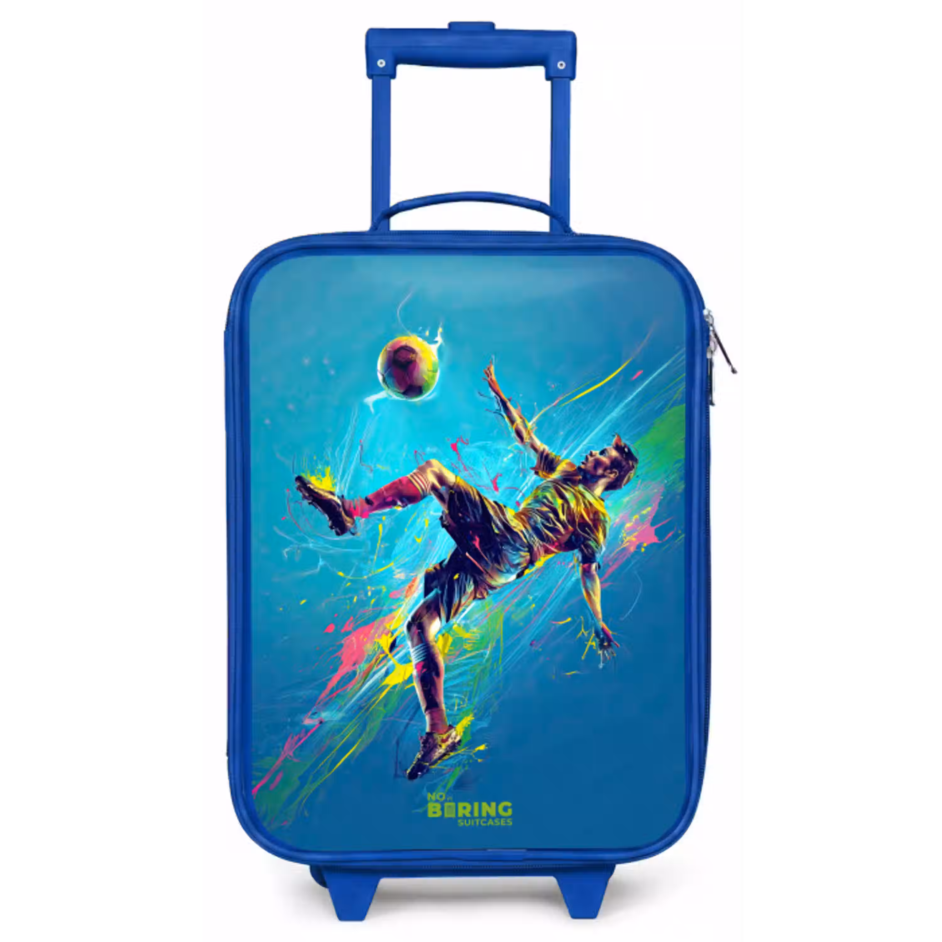 Neon - Voetbal - Schop - Kleurrijk Kinderkoffer - Blauw klein -zz3dotto