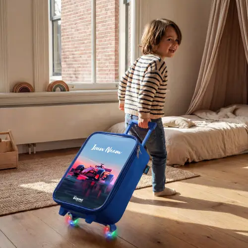 Rode racer Kinderkoffer - Blauw klein -sfeer1