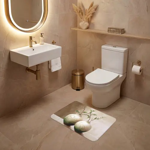 Bloemen - Vaas - Wit - Botanisch - Beige WCmat klein -sfeer3