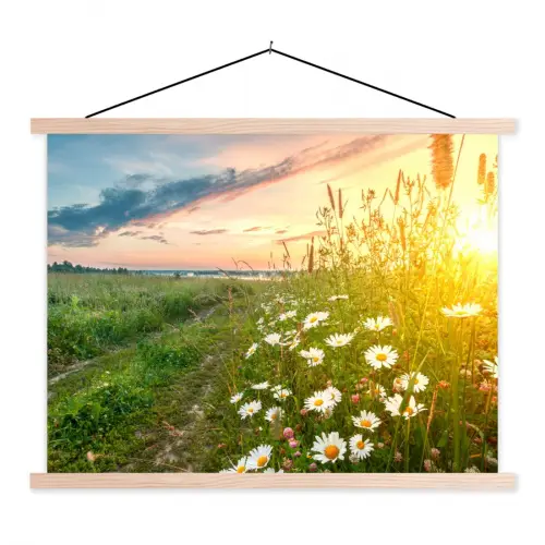 Bloemen - Madelief - Natuur - Zon - Horizon textielposter latten blank klein -3d