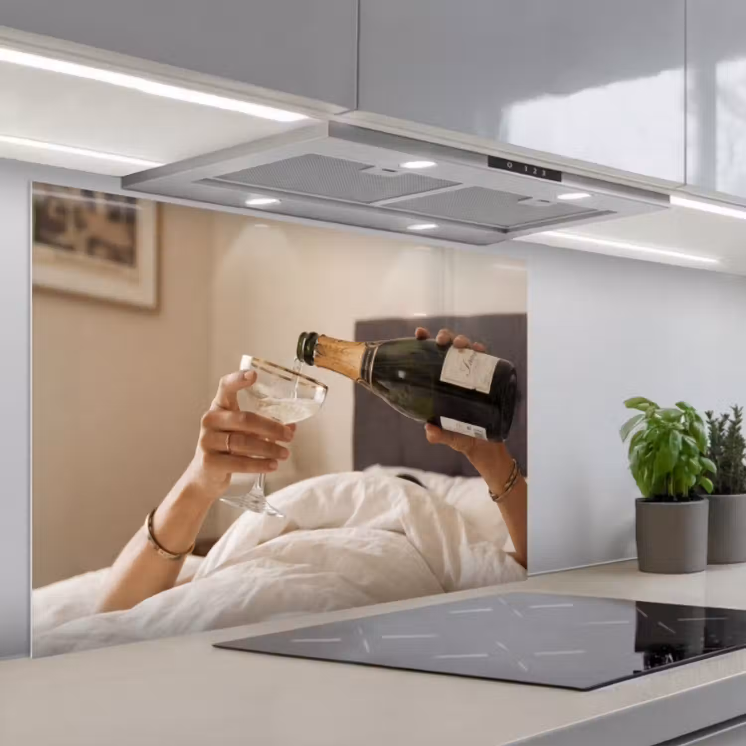 Spatscherm keuken - Champagne - Bed - Bubbels