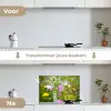 Bloemen - Natuur - Groen - Gras - Paars - Wit keuken achterwand spatscherm klein -voor_na_NL